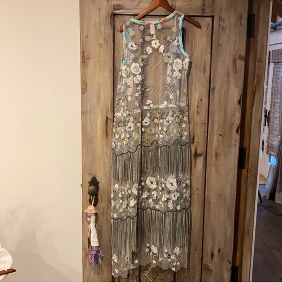 Aratta Hit the Breaks Green and Cream Embroidered Maxi Dress - Picture 7 of 7